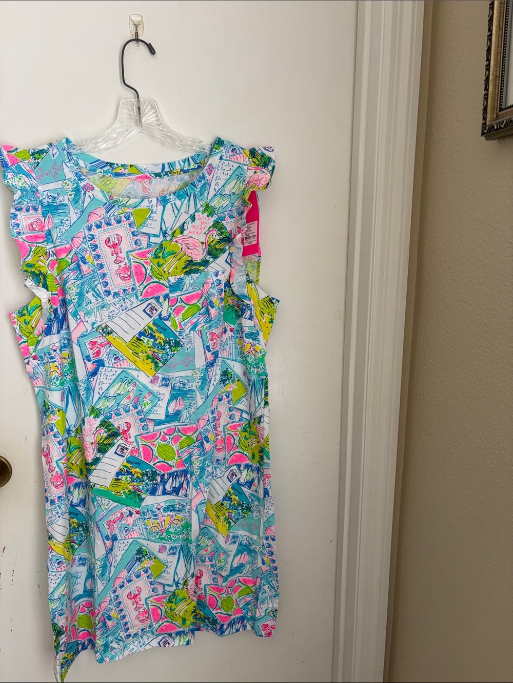 Lilly Pulitzer Multicolor Postcard Print Midi Dress - Pink, Blue, Green, Yellow